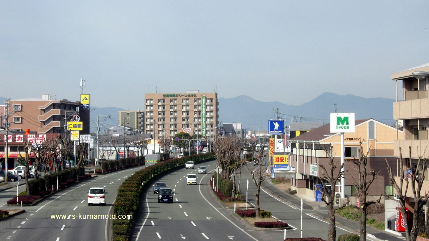 菊陽町原水　緑ヶ丘歩道橋から西向き　2009年2月撮影